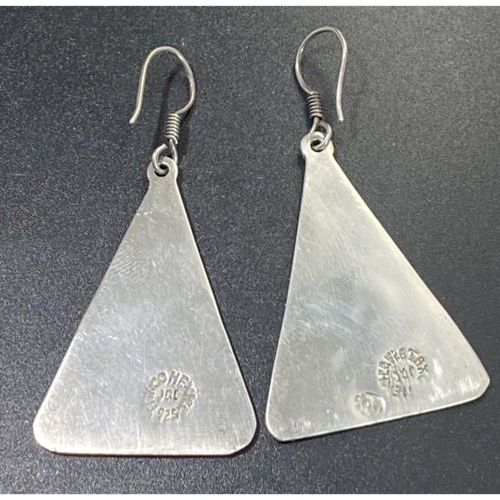 Taxco Mexico 925 Earrings Turquoise Inlay Man Riding Donkey Artist JGC - Picture 6 of 7